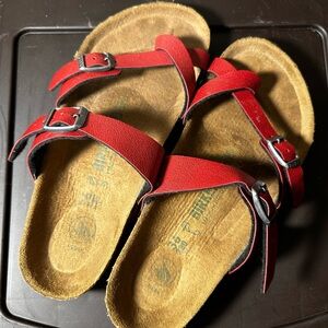 Birkenstock Red Vegan Miyari Sandals